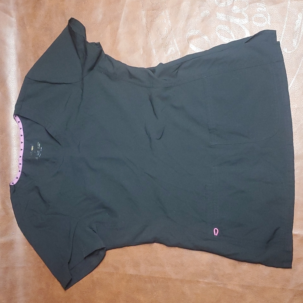 Heart soul black scrub top